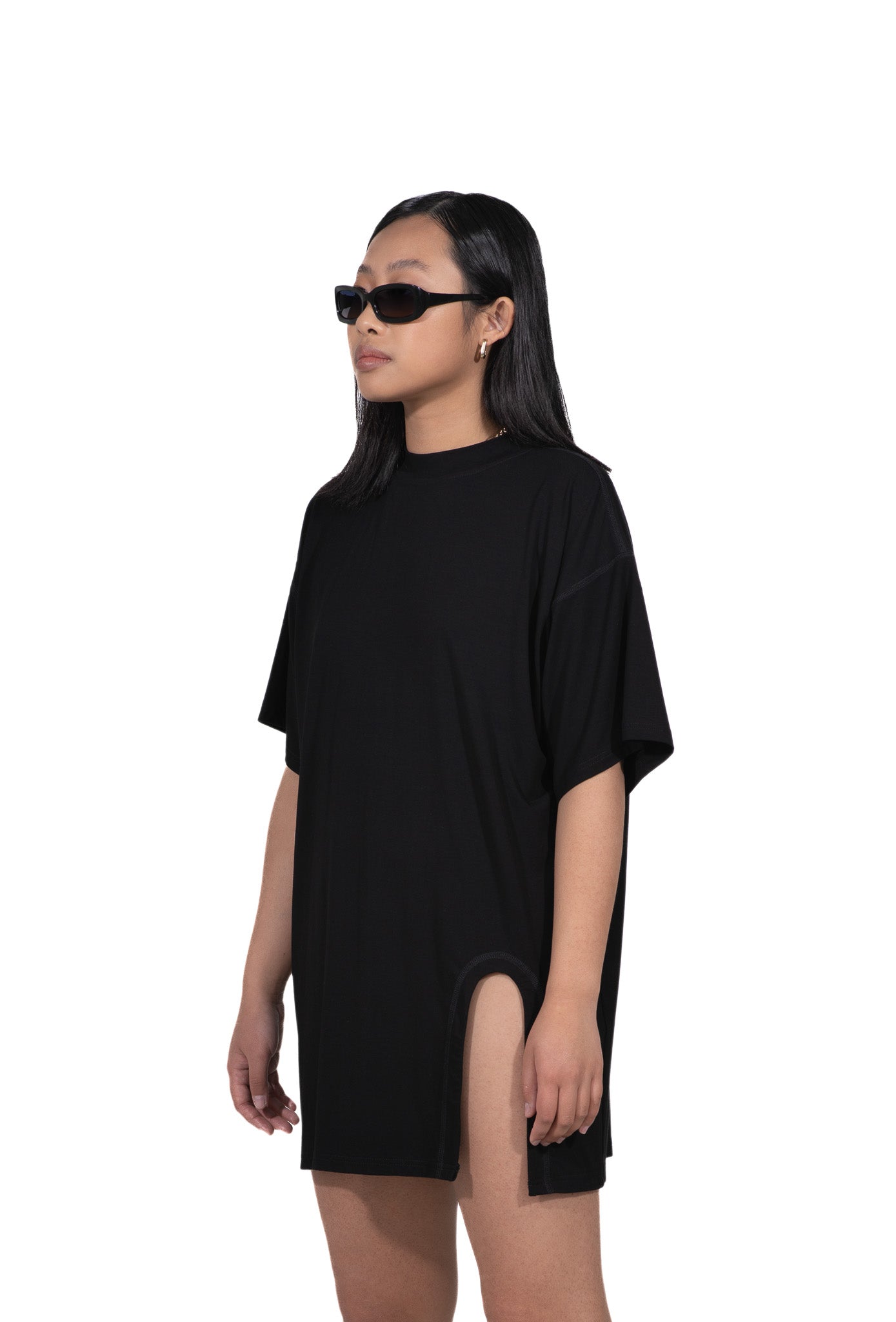 GASOLINA] OVERSIZED Cut Out Tee Dress & One Leg Short Co-ord in Black –  TRACKSUITBAE