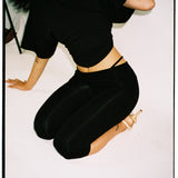 Capri Pant with Clip-In Thong Detail in Black