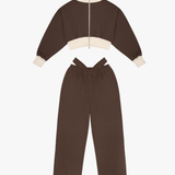 BUNDLE: Organic Cotton Upside Down Jumper in Tiramisu + Double Waistband Joggers in Chocolate Martini