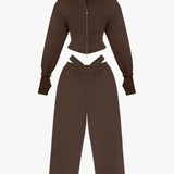 BUNDLE: Organic Cotton Corset Hoodie + Double Waistband Joggers in Chocolate Martini