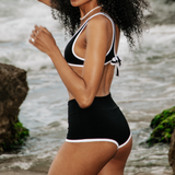 SWIM High Waist Booty Shorts in Black