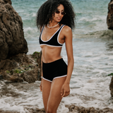 SWIM High Waist Booty Shorts in Black