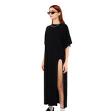 [GASOLINA]  ||  MAXI OVERSIZED Cut Out Tee Dress in Black