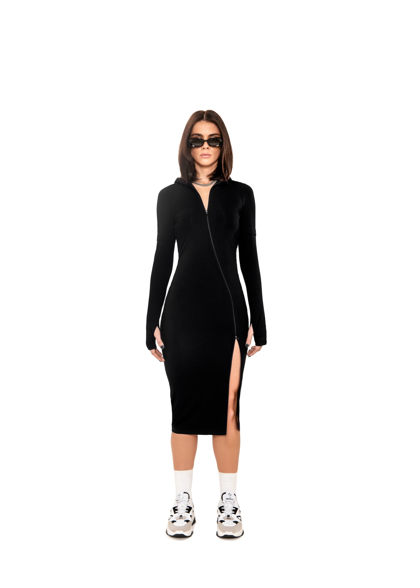 satok　MLVINCE ZIP-UP DRESS SLEEVE Zip Dresses | Zip Front Dresses | Inc Red & Black | Femme Luxe UK