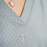 LUNA High Slit V-Neck Tee Dress in Silver Glow