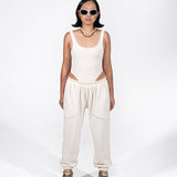SAMPLE SALE // [POLARO] 2in1 Reversible Oversized Jogger in White Sand