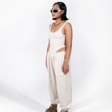SAMPLE SALE // [POLARO] 2in1 Reversible Oversized Jogger in White Sand
