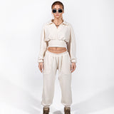 [POLARO] Terry Cropped Sweatshirt in White Sand