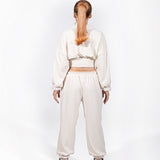 [POLARO] Terry Cropped Sweatshirt in White Sand