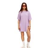 OVERSIZED Cut Out Tee Dress & One Leg Short Co-ord in Lavender Dream