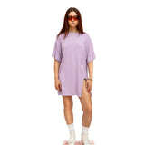 OVERSIZED Cut Out Tee Dress & One Leg Short Co-ord in Lavender Dream