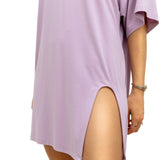 OVERSIZED Cut Out Tee Dress & One Leg Short Co-ord in Lavender Dream
