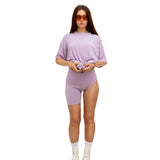 OVERSIZED Cut Out Tee Dress & One Leg Short Co-ord in Lavender Dream