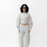 Organic Cotton Corset Glove Cuff Hoodie in Grey Marl