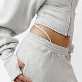 Organic Cotton Oversized Joggers with Clip-In Thong Detail in Grey Marl
