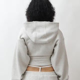 Organic Cotton Corset Glove Cuff Hoodie in Grey Marl