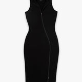 [REVENGE] ZIP UP Midi Sleeveless Dress in Black