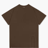 OVERSIZED Cut Out Tee Dress & One Leg Short Co-ord in Chocolate Martini