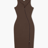 [REVENGE] ZIP UP Midi Sleeveless Dress in Chocolate Martini