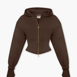 Organic Cotton Corset Glove Cuff Hoodie in Chocolate Martini